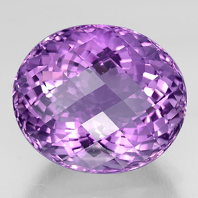 37.95캐럿 천연 바이올렛 아메시스트, 타원형 컷, 22.6×19.2 mm, VVS