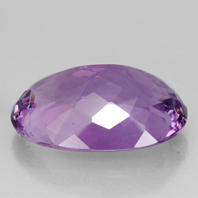 38.07캐럿 천연 바이올렛 아메시스트, 타원형 컷, 27.1×19.8 mm, IF