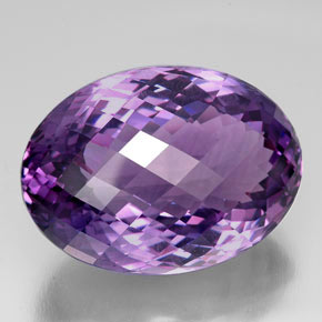 76.02캐럿 천연 바이올렛 아메시스트, 타원형 컷, 31.4×22.8 mm, IF