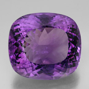 62.57캐럿 천연 바이올렛 아메시스트, 쿠션 컷, 26×23.8 mm, VVS-VS