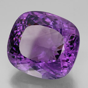 62.57캐럿 천연 바이올렛 아메시스트, 쿠션 컷, 26×23.8 mm, VVS-VS