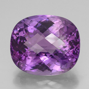 32.73캐럿 천연 퍼플 아메시스트, 쿠션 컷, 22.4×19.4 mm, VVS-VS