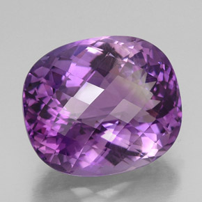 32.73캐럿 천연 퍼플 아메시스트, 쿠션 컷, 22.4×19.4 mm, VVS-VS