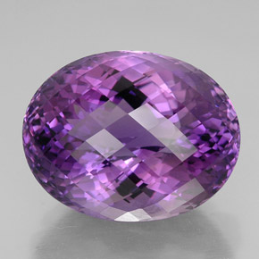49.96캐럿 천연 바이올렛 아메시스트, 타원형 컷, 25.9×20.3 mm, IF