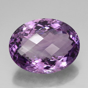 33.87캐럿 천연 퍼플 아메시스트, 타원형 컷, 25.2×19.6 mm, IF