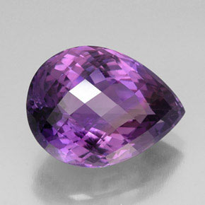 25.26캐럿 천연 퍼플 아메시스트, 배 모양, 22.8×17.1 mm, VVS-VS