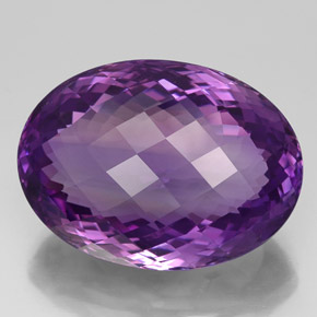 50.62캐럿 천연 바이올렛 아메시스트, 타원형 컷, 30.7×20.6 mm, IF
