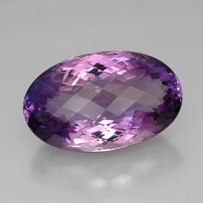 63.30캐럿 천연 바이올렛 아메시스트, 타원형 컷, 32.8×20.4 mm, IF