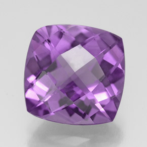 3.42캐럿 천연 바이올렛 아메시스트, 쿠션 컷, 9.9×9.8 mm, VVS