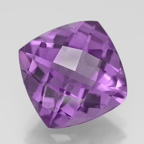 3.42캐럿 천연 바이올렛 아메시스트, 쿠션 컷, 9.9×9.8 mm, VVS
