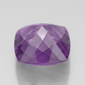 3.42캐럿 천연 바이올렛 아메시스트, 쿠션 컷, 9.9×9.8 mm, VVS