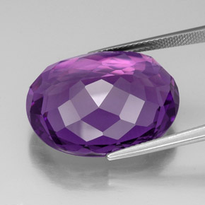 30.82캐럿 천연 퍼플 아메시스트, 타원형 컷, 24×19.6 mm, VVS