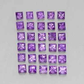 3.77캐럿 천연 미디엄 바이올렛 아메시스트 보석, 스퀘어, 3.1×3.1 mm, VS