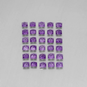 3.77캐럿 천연 미디엄 바이올렛 아메시스트 보석, 스퀘어, 3.1×3.1 mm, VS