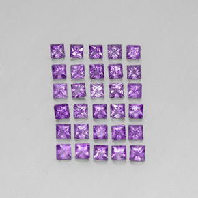 3.73캐럿 천연 비비드 바이올렛 아메시스트 보석, 스퀘어, 3×3 mm, VS