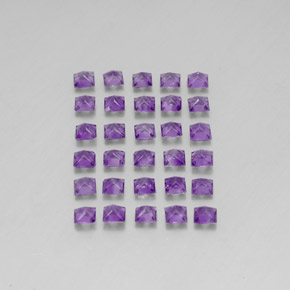 3.73캐럿 천연 비비드 바이올렛 아메시스트 보석, 스퀘어, 3×3 mm, VS
