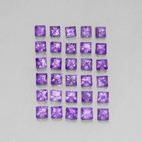 3.77캐럿 천연 비비드 바이올렛 아메시스트 보석, 스퀘어, 3.1×3 mm, VS-SI