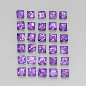 3.77캐럿 천연 비비드 바이올렛 아메시스트 보석, 스퀘어, 3.1×3 mm, VS-SI