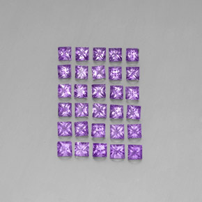 3.59캐럿 천연 인텐스 바이올렛 아메시스트 보석, 스퀘어, 3×3 mm, VS