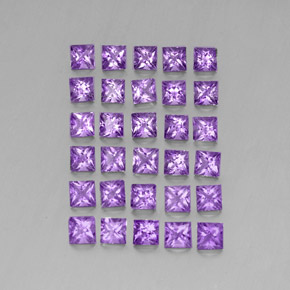 3.59캐럿 천연 인텐스 바이올렛 아메시스트 보석, 스퀘어, 3×3 mm, VS