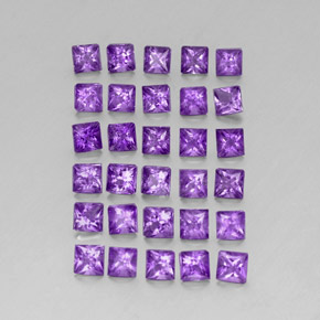 3.79캐럿 천연 바이올렛 아메시스트 보석, 스퀘어, 3.1×3.1 mm, VS
