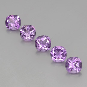 캐럿 천연 바이올렛 아메시스트 보석, 쿠션 컷, 6.1×6.1 mm, VS