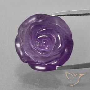 17.93ct 자연스러운 미디엄 바이올렛 자수정, 플라워 컷, 투명/반투명