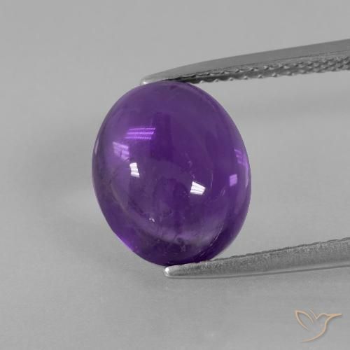3.85ct 자연스러운 미디엄 라이트 바이올렛 자수정, 타원형, 투명한