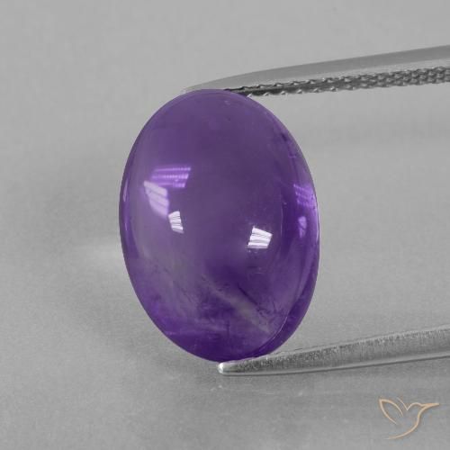 6.46ct 자연스러운 미디엄 바이올렛 자수정, 타원형, 투명한