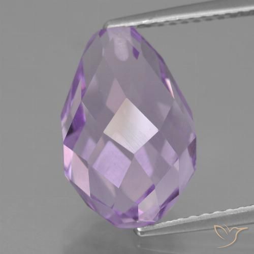 7.63ct 자연스러운 라이트 핑크빛이 도는 바이올렛 자수정, 브리올레트, VS