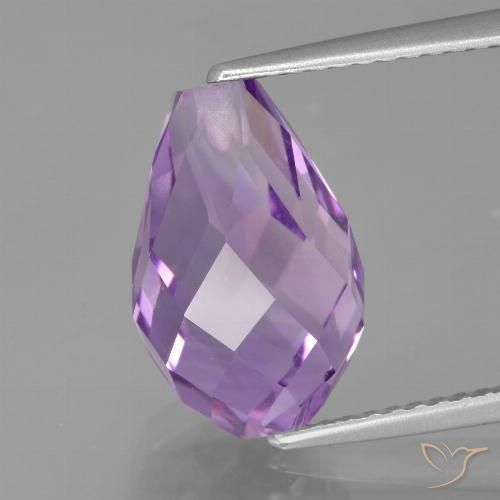5.68ct 자연스러운 보라색 보라색 자수정, 브리올레트, VS