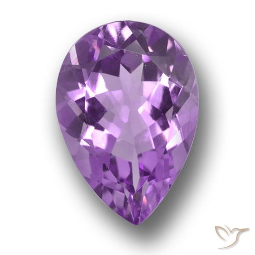 4.84ct 자연스러운 분홍빛이 도는 보라색 자수정, 배 모양, VVS