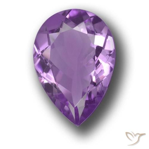 4.67ct 자연스러운 분홍빛이 도는 보라색 자수정, 배 모양, VVS