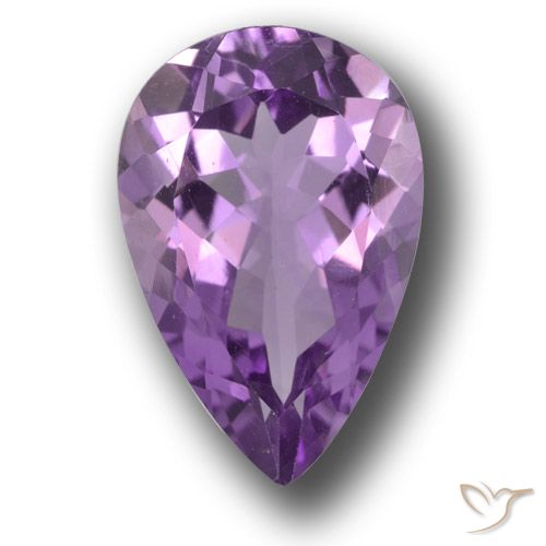 4.98ct 자연스러운 미디엄 핑크빛이 도는 바이올렛 자수정, 배 모양, VVS-VS