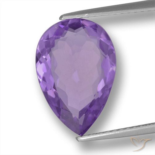 4.81ct 자연스러운 미디엄 바이올렛 자수정, 배 모양, VVS-VS