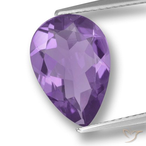 3.30ct 자연스러운 미디엄 바이올렛 자수정, 배 모양, VVS