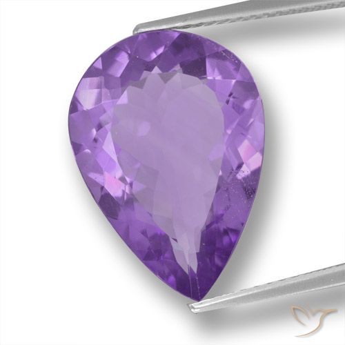 7.47ct 자연스러운 미디엄 바이올렛 자수정, 배 모양, VVS-VS