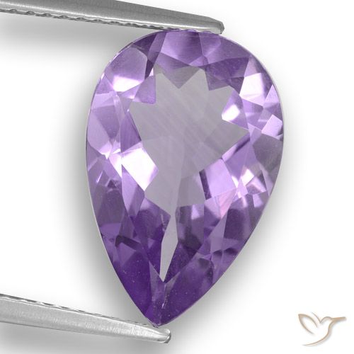 4.55ct 자연스러운 미디엄 바이올렛 자수정, 배 모양, VS