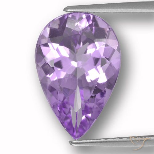4.55ct 자연스러운 미디엄 바이올렛 자수정, 배 모양, VVS