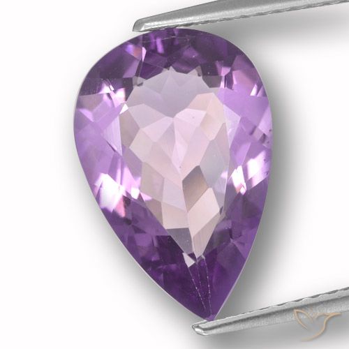 3.94ct 자연스러운 라이트 미디엄 바이올렛 자수정, 배 모양, VVS