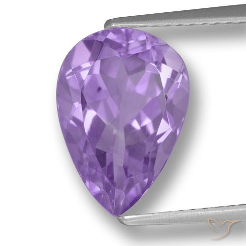 3.79ct 자연스러운 분홍빛이 도는 보라색 자수정, 배 모양, VVS