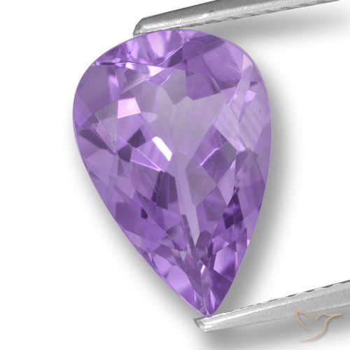 3.44ct 자연스러운 미디엄 바이올렛 자수정, 배 모양, VVS