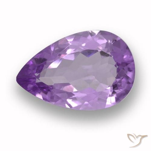 4.49ct 자연스러운 미디엄 바이올렛 자수정, 배 모양, VVS