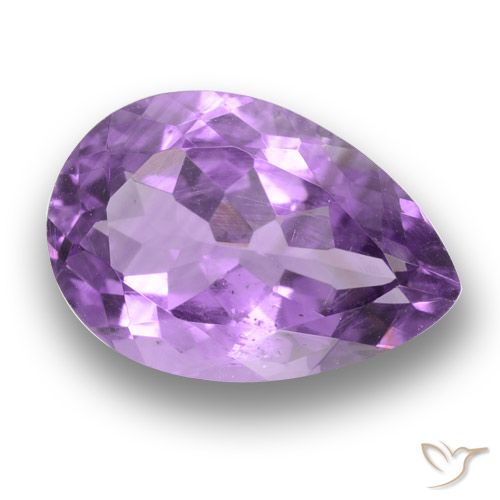 3.92ct 자연스러운 미디엄 바이올렛 핑크 자수정, 배 모양, VS