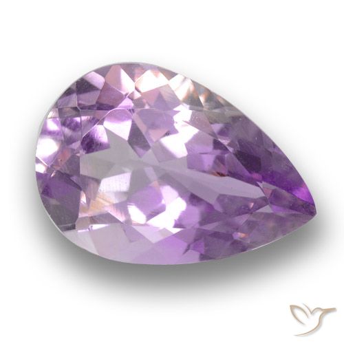 3.45ct 자연스러운 분홍빛이 도는 보라색 자수정, 배 모양, VS