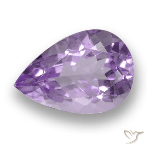 3.52ct 자연스러운 미디엄 바이올렛 핑크 자수정, 배 모양, VVS