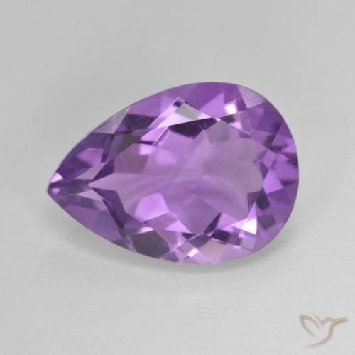 4.58ct 자연스러운 미디엄 퍼플리쉬 바이올렛 자수정, 배 모양, VVS