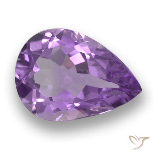 4.40ct 자연스러운 분홍빛이 도는 보라색 자수정, 배 모양, VS