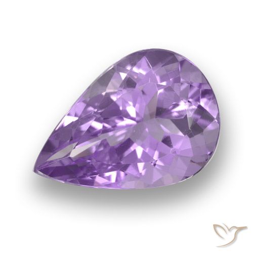 4.24ct 자연스러운 분홍빛이 도는 보라색 자수정, 배 모양, VVS