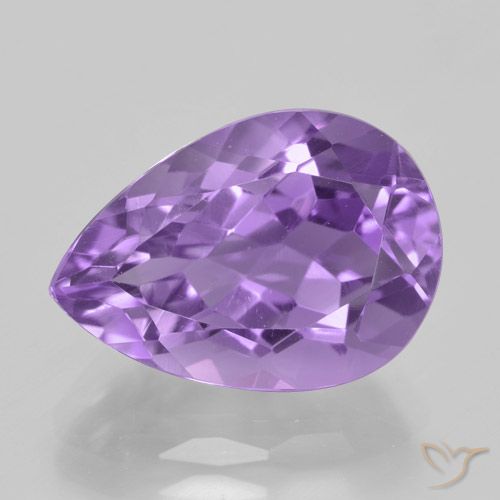 5.28ct 자연스러운 미디엄 퍼플리쉬 바이올렛 자수정, 배 모양, VVS